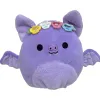 A cute purple bat doll with a colorful little flower decoration on its head is a fun fabric ornament for children's gifts and collectibles Item Picture